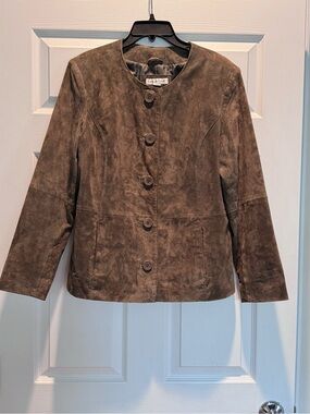 Coldwater Creek Green -Olive  Suede Button-Front Jacket